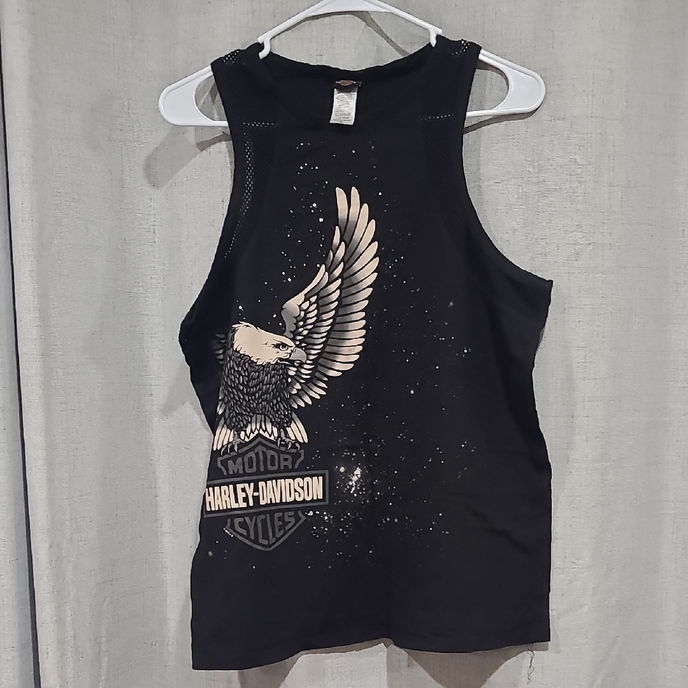 Harley-Davidson Black Sleeveless Top with Eagle Design